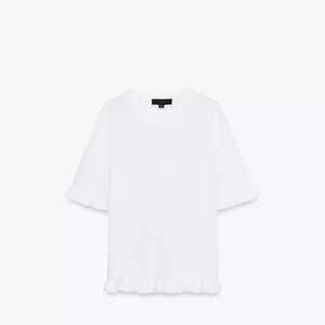 Zara White Ruffle Knit Top